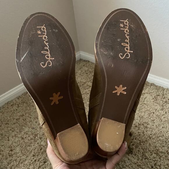 Splendid Boots Womens Size 10 Taupe Brown Suede Leather Knee High Heeled Western - Picture 10 of 14